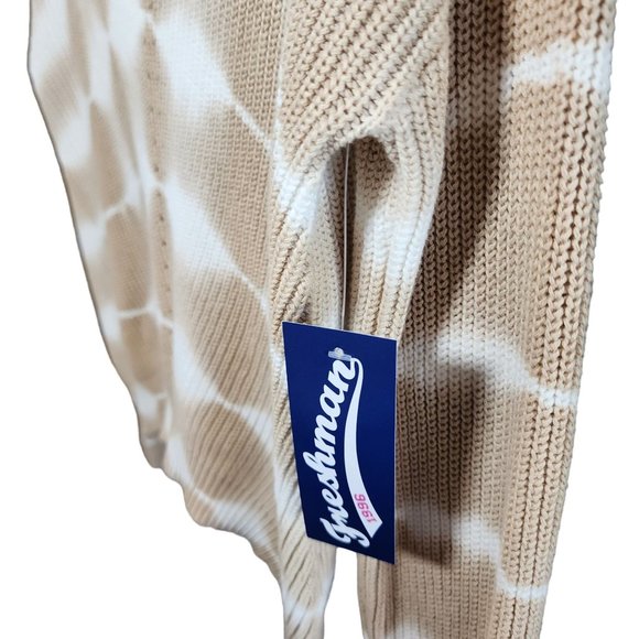 Freshman 1996 V Neck White & Taupe Pull Over Tie Dye Long Sleeve Sweater . NWT - Picture 4 of 9